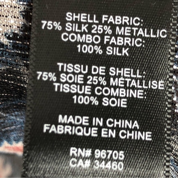 REBECCA Taylor navy blue floral sheer shimmer blouse - Picture 6 of 9